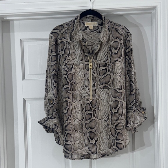 Michael Kors Snake Print Blouse with Zipper - Picture 1 of 5